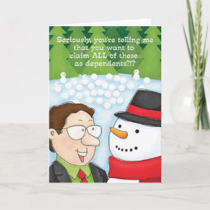 Cartão De Festividades Accountant Christmas Card Snowman Declares Depend