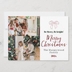 Cartão De Festividades Acento de Fita Elegante de Natal Script