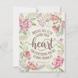 Cartão De Festividades Acima De Tudo, Guarda Seu Cartaz Religioso Do Cora