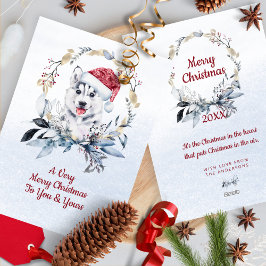 Cartão De Festividades Aconchegante Husky Siberiano Nevado Natal Personal