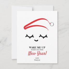 Cartão De Festividades Acordar-me no Ano Novo Olhos dão um Natal engraçad
