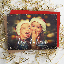 Cartão De Festividades Acreditamos | Glitz Faux Glitter Overlay