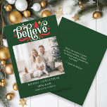 Cartão De Festividades Acredite, Feliz Natal! Foto moderna e simples<br><div class="desc">Cartão de Natal "Crença-Feliz" específico do cliente. Moderno e simples para amantes de papel e digitais no impressão e download.</div>