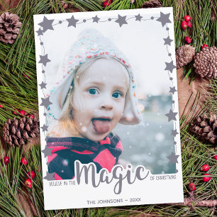 Cartão De Festividades Acredite na foto da Cinza das estrelas simples e m