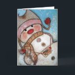 Cartão De Festividades Acredite nos bonecos de neve<br><div class="desc">Colagem original dos meios mistos. O boneco de neve com acredita o sinal</div>