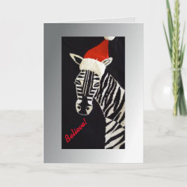 Cartão De Festividades Acredite! Zebra Natal com Red Santa Hat