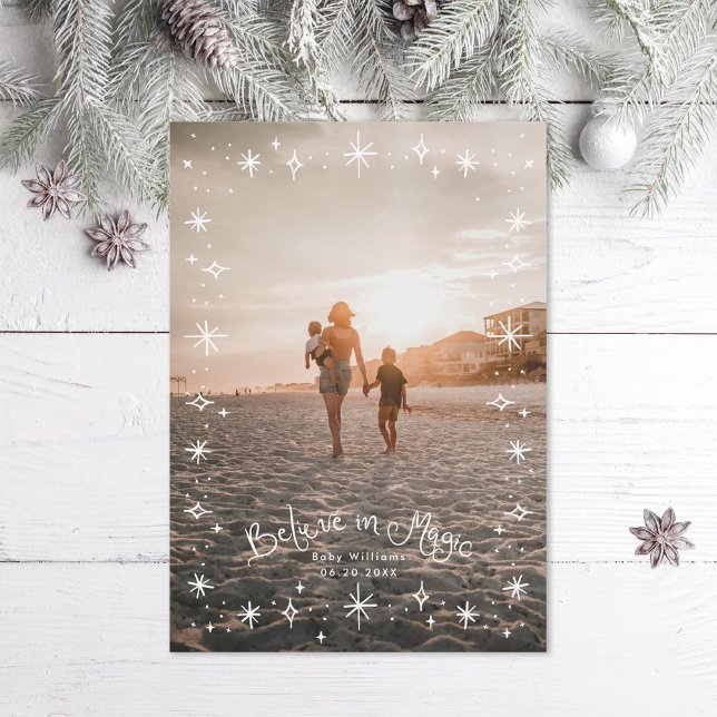 Cartão De Festividades Acreditem na Foto da Família Mágica (Criador carregado)