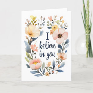 Cartão De Festividades Acredito em suas flores de aquarela
