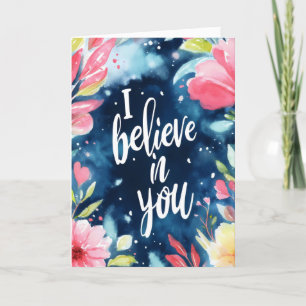 Cartão De Festividades Acredito em você Flores Aquarela
