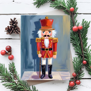 Cartão De Festividades Acrilata de Natal   Soldado Vermelho Aquarela