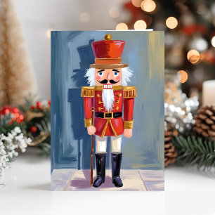 Cartão De Festividades Acrilata de Natal   Soldado Vermelho Aquarela