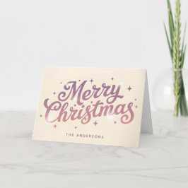 Cartão De Festividades Açúcar-pluma Script Retro Feliz Natal