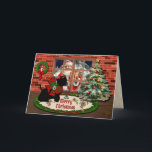 Cartão De Festividades Adair Scottie & Papais noeis com Crest Personaliza<br><div class="desc">Mande aos seus amigos e família um cartão de férias colorido nesta temporada. Scottie dog, com Adair Tartan arco, olhando pela janela para Papais noeis esperando presentes de Natal! Olha dentro e ele acha que Papais noeis não o esqueceram afinal. Você pode personalizar a saudação na frente. Você também pode...</div>