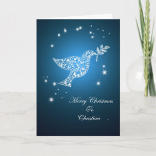 Cartão De Festividades Add a name, Dove of peace Christmas card