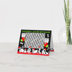 Cartão De Festividades Add Photo Merry Christmas Card Puppy Family
