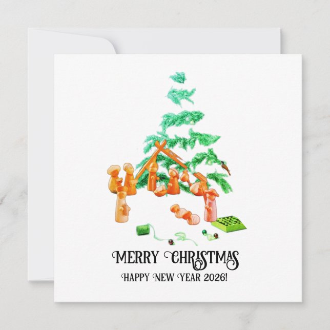 Cartão De Festividades Adesivo de Natal (Frente)