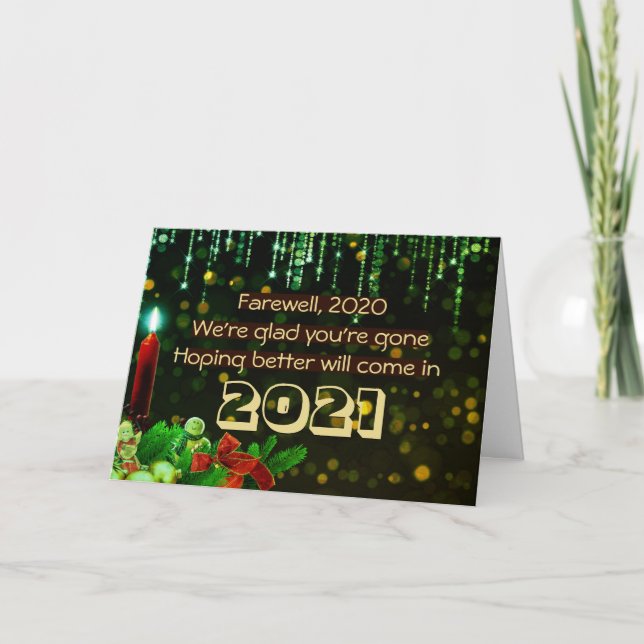 Cartão De Festividades ADEUS 2020 | Melhor 2021 | Feliz Ano Novo (Frente)