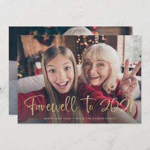 Cartão De Festividades Adeus a 2021 Feliz ano novo 2022 Duas Fotografia