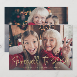 Cartão De Festividades Adeus a 2021   Feliz Ano Novo 2022 Duas Fotos