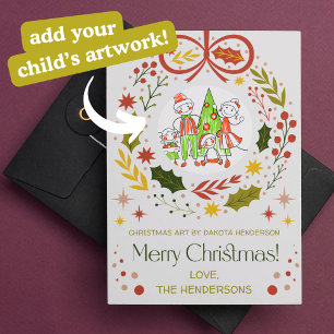 Cartão De Festividades Adicionar a arte do seu filho   Verrugas de Natal 