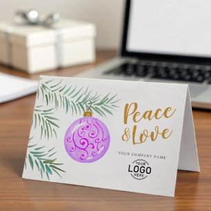Cartão De Festividades Adicionar Logotipo Decoração Vintage Aquarela Roxa