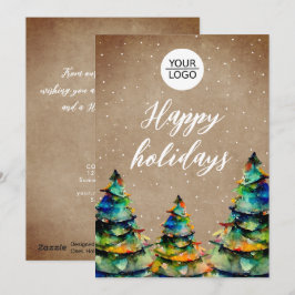 Cartão De Festividades Adicionar logotipo Texto personalizado Árvore de N