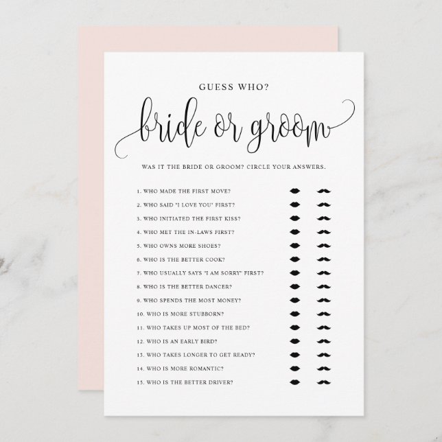 Cartão De Festividades Adivinhem quem noiva ou noiva disse que disse que  (Frente/Verso)