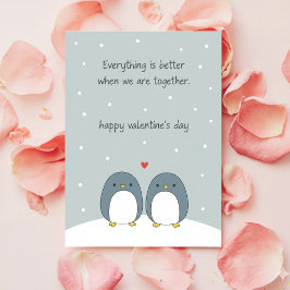 Cartão De Festividades Adorable Penguin Love Valentine Card For Him Her