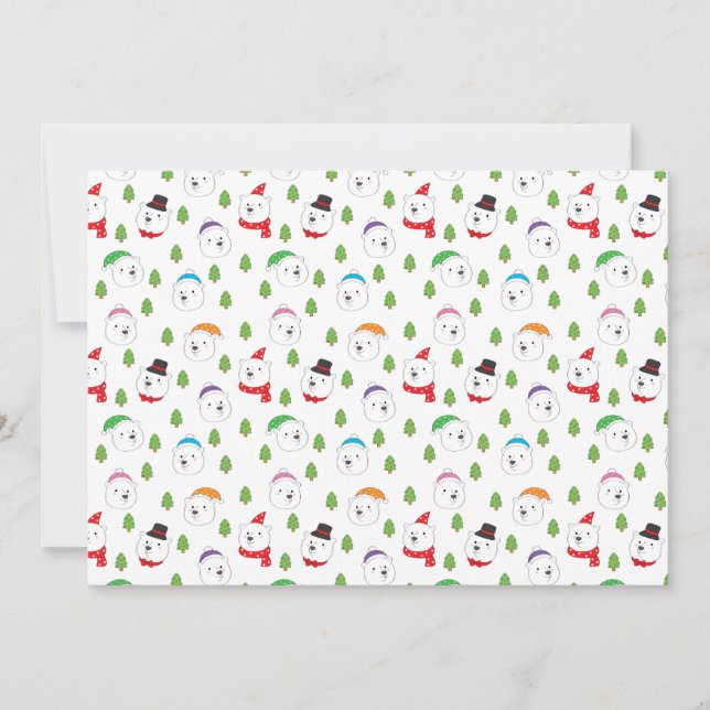 Cartão De Festividades Adorable Polar Bear Head Christmas (Frente)