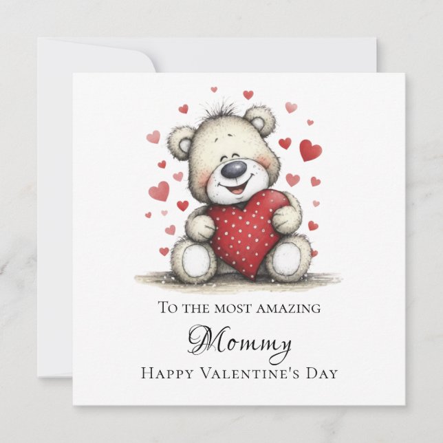 Cartão De Festividades Adorable To the Most Amazing Mommy Teddy Bear (Frente)
