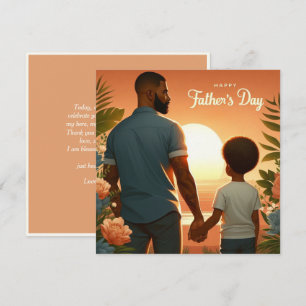 Cartão De Festividades Adorando o Sunset Embrace Étnico Padre & Son
