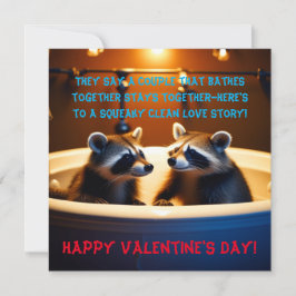 Cartão De Festividades Adoráveis Guaxinins na Banheira Diversão Dia dos N