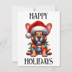 Cartão De Festividades Adorável Bulldog Francês de Natal