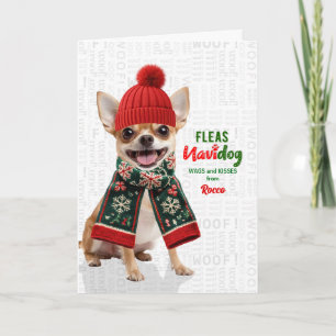 Cartão De Festividades Adorável Chihuahua Piolhos Engraçados Navidog com 