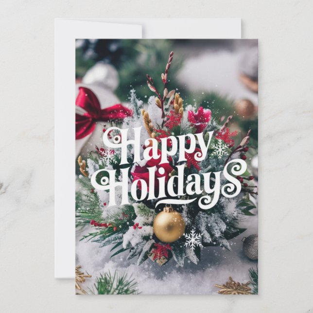 Cartão De Festividades Adorável e encantado presente feliz inverno (Frente)