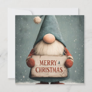 Cartão De Festividades Adorável Gnomo de Natal com "Feliz Natal"