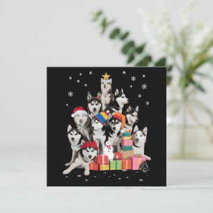 Cartão De Festividades Adorável Husky Siberiano Árvore de Natal Amante de