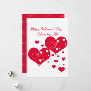 Cartão De Festividades Adorável Red and White Hearts Love of My Life