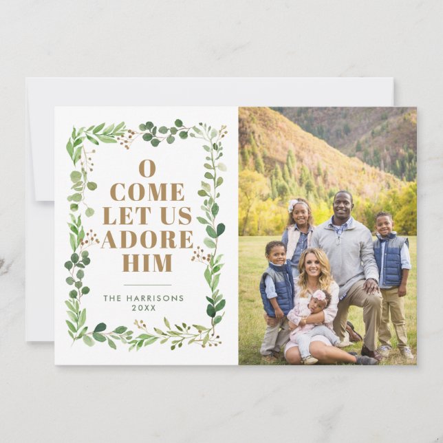 Cartão De Festividades Adore-Lhe Foto Religiosa Do Quadro De Folhagem (Frente)