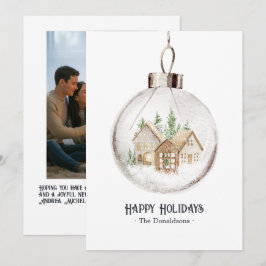 Cartão De Festividades Adorno de Natal Foto de Aquarela Neutra de Férias
