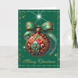 Cartão De Festividades Adorno de Natal Vintage Hunter Verde