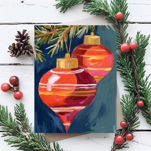 Cartão De Festividades Adornos de Natal Antigos Aquarela