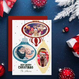Cartão De Festividades Adornos Natalinos Retrô Caprichosos Foto