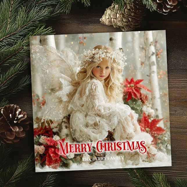 Cartão De Festividades Aerial Victorian angel red white gold fairy cards (Aerial Victorian angel red white gold fairy greeting card

)