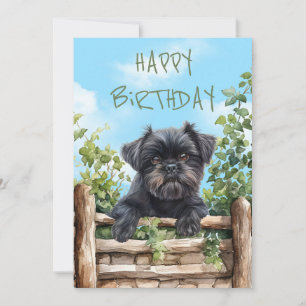 Cartão De Festividades Affenpinscher Watercolor Dog Purgando Sobre A Cerc
