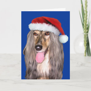 Cartão De Festividades Afghan Hound Papai Noel - Personalizado