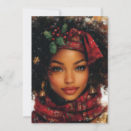 Cartão De Festividades Afrocentric Queen Brilho de Inverno – Arte de Feri