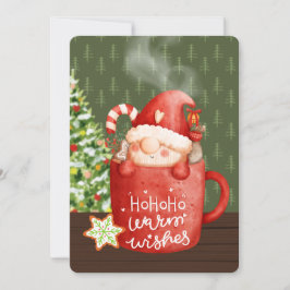 Cartão De Festividades Agnome Natal Caneca Aguarela Desejos Afetuosos