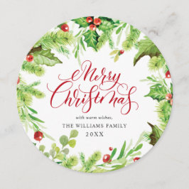 Cartão De Festividades Agradecimento de Natal Festivo de Azevinho Baga de