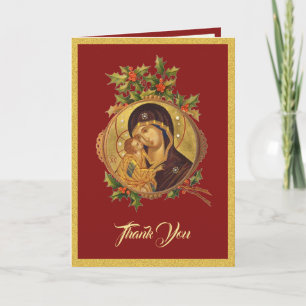 Cartão De Festividades Agradecimento de Natal Religioso Jesus Maria Escri
